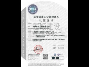 职业管理体系认证书
